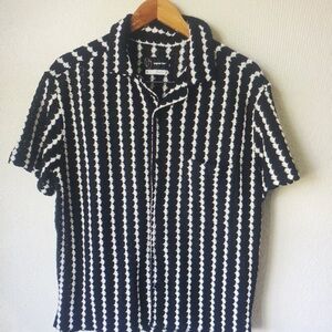 Black and White Striped Men's Shirt
